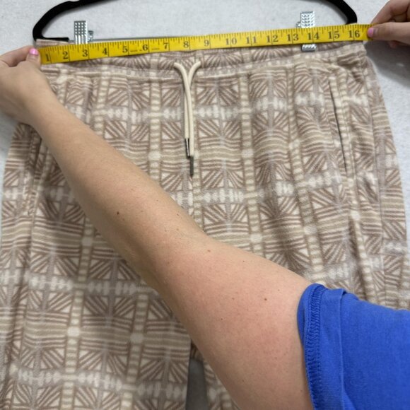 Patagonia Pants Womens Large Tan Fleece Patterned Drawstring Jogger Pockets FA23 - Picture 5 of 13